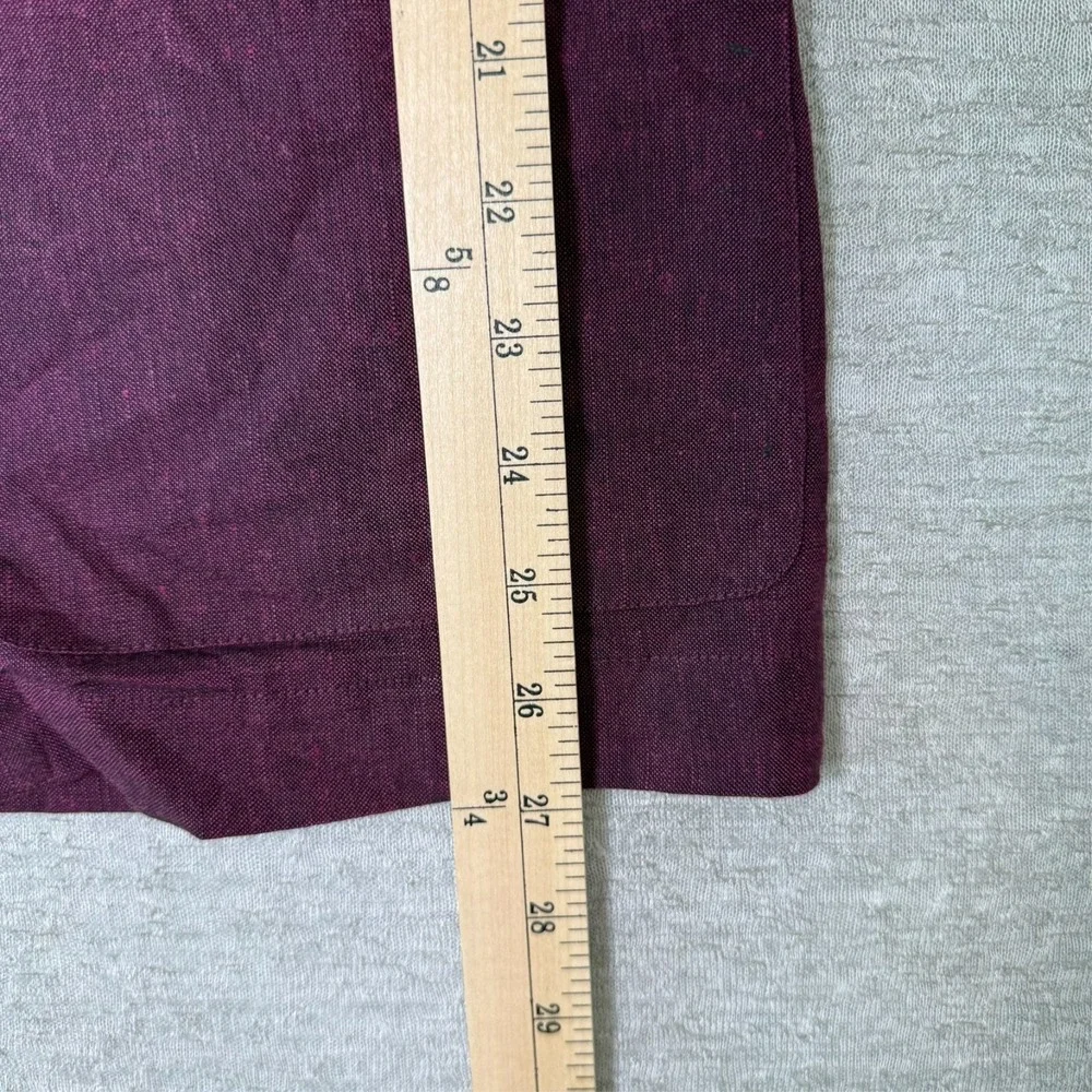 Hilliard‎ Hanson Women's Linen Blazer Size 8 Burgundy Jacket New 80s Style
